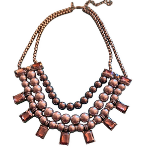 RSVP Venetian inspired blue& gray pearl & purple stone Statement necklace/silver